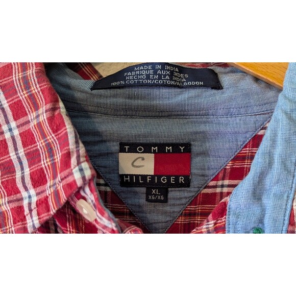 Tommy Hilfiger Men's Red Plaid Button Down Shirt Crest Logo Size XL (531) - Picture 3 of 3